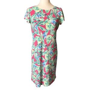 PAPPAGALLO VICTORIA ISLAND PALM PRINT DRESS SZ S EUC￼